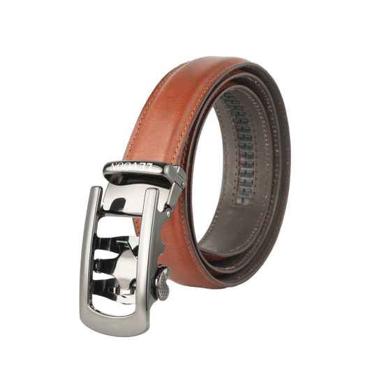 Levoon Tan Leather Belt for Men with Classic buckle