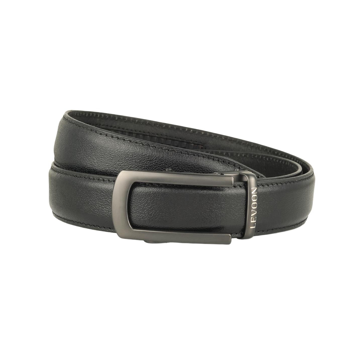 Levoon Black Leather Belt for Men with Classic buckle