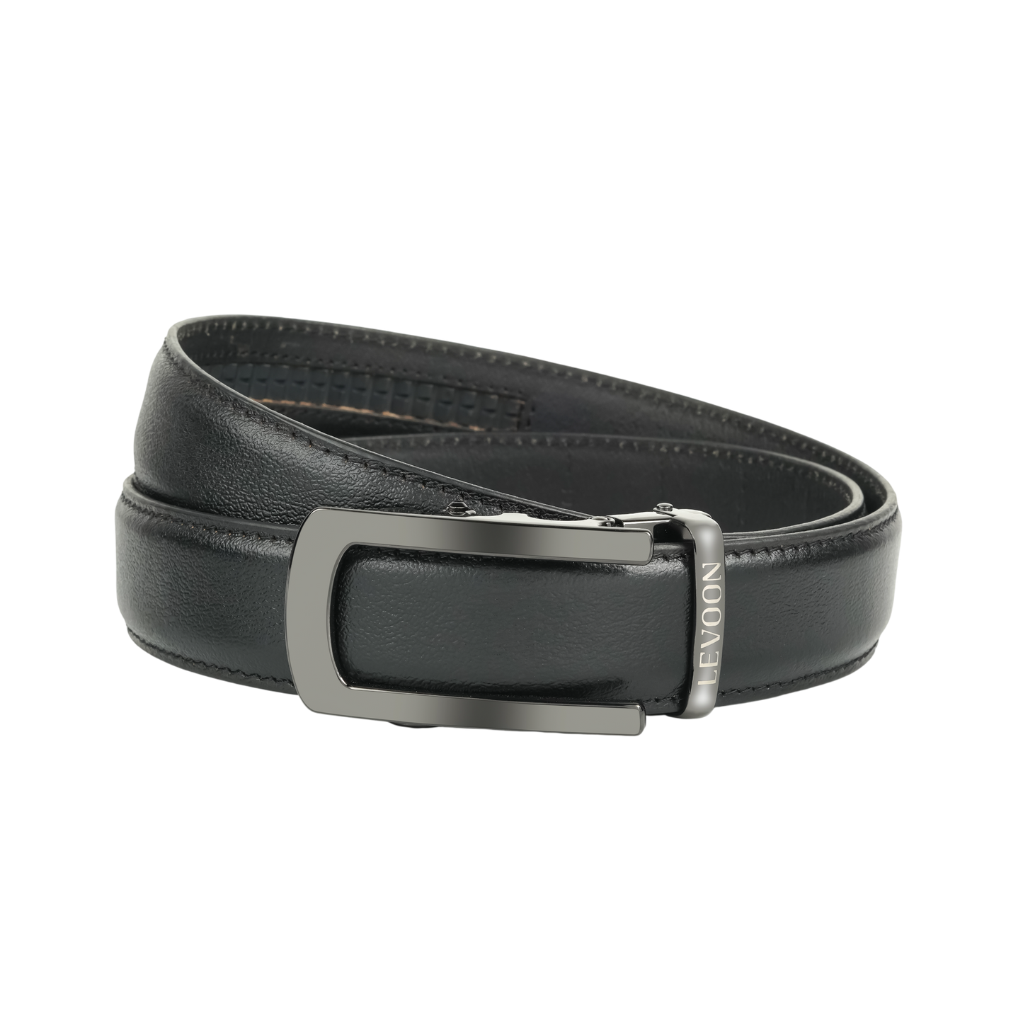 Levoon Black Leather Belt for Men with Classic buckle