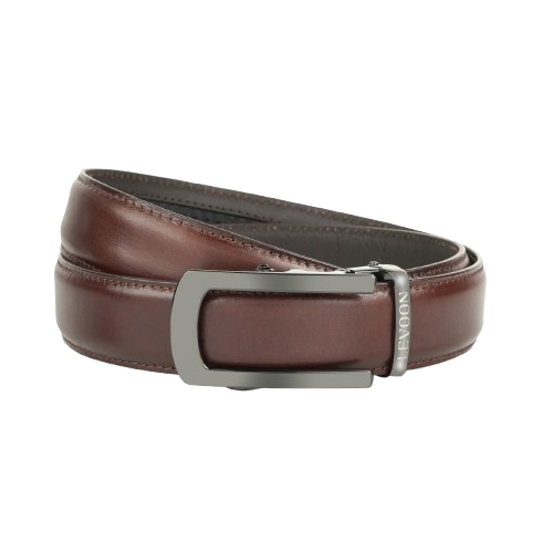 Levoon Coffee Brown Leather Belt for Men with Classic buckle