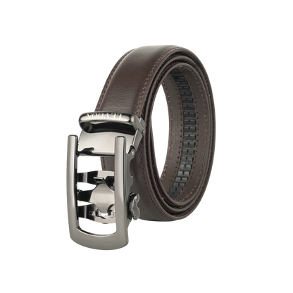 Levoon Dark Brown Leather Belt for Men with Classic buckle