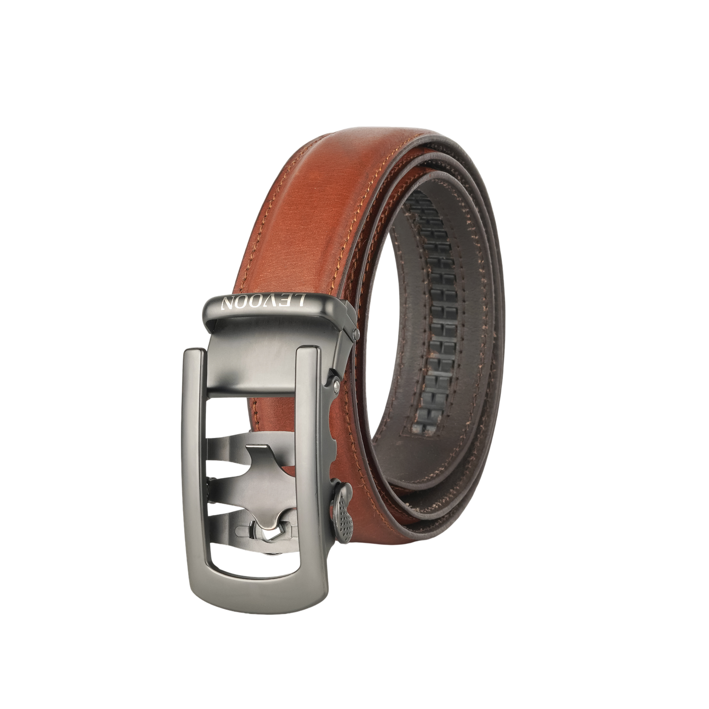 Levoon Tan Leather Belt for Men with Classic buckle