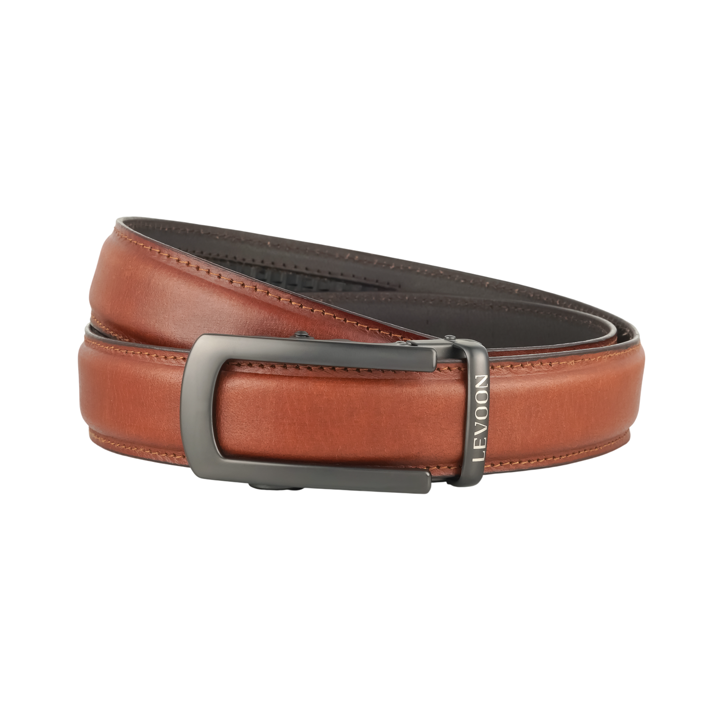 Levoon Tan Leather Belt for Men with Classic buckle