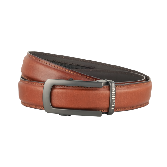 Levoon Tan Leather Belt for Men with Classic buckle