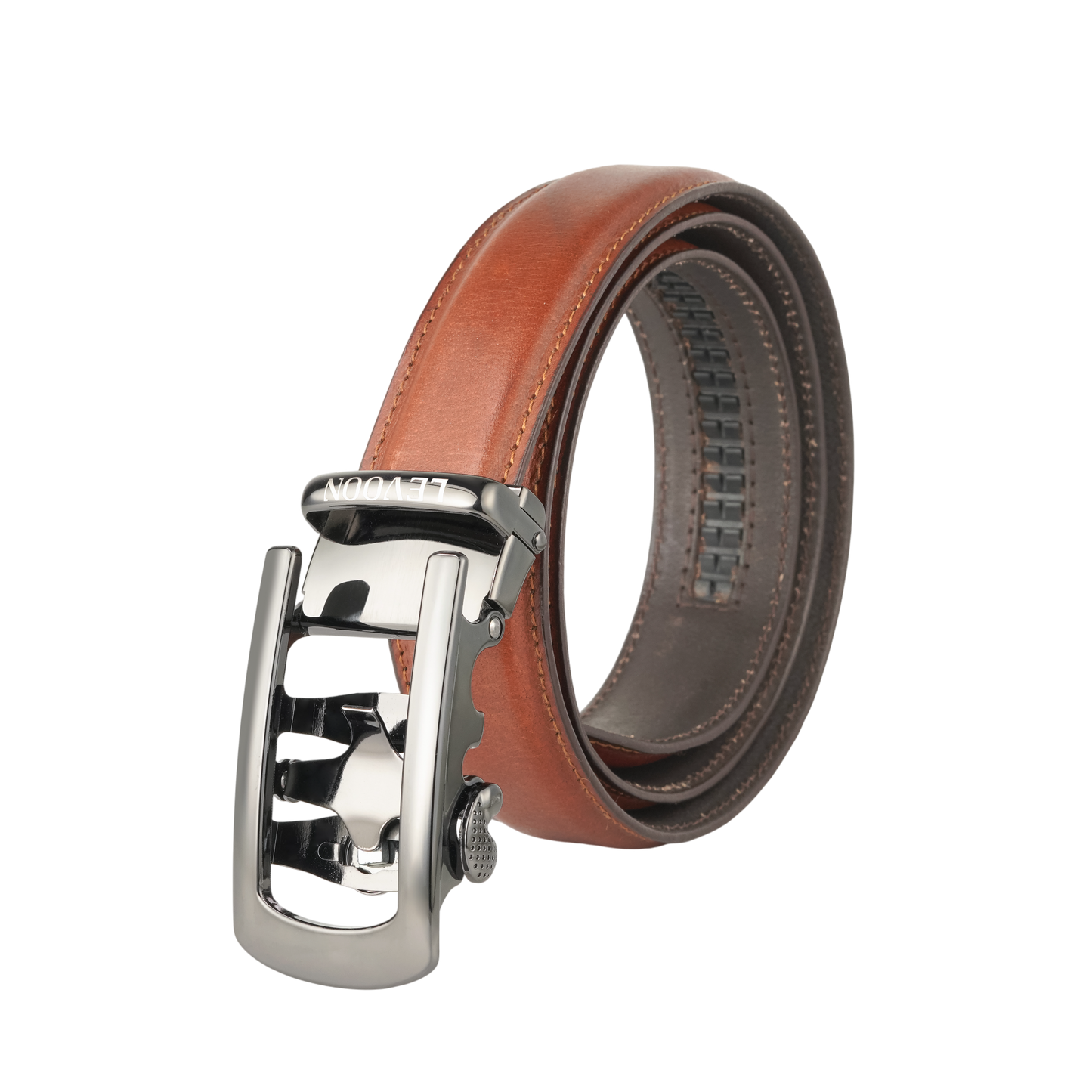 Levoon Tan Leather Belt for Men with Classic buckle