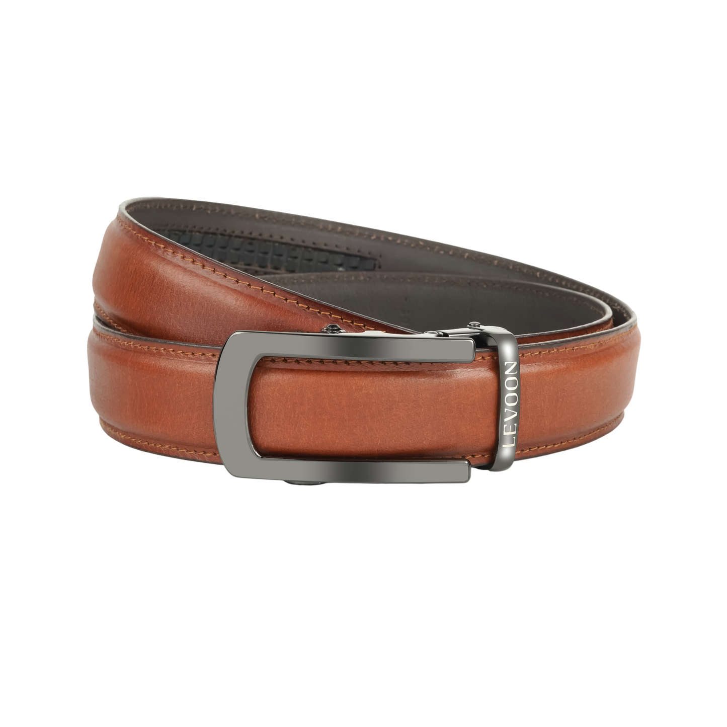 Levoon Tan Leather Belt for Men with Classic buckle